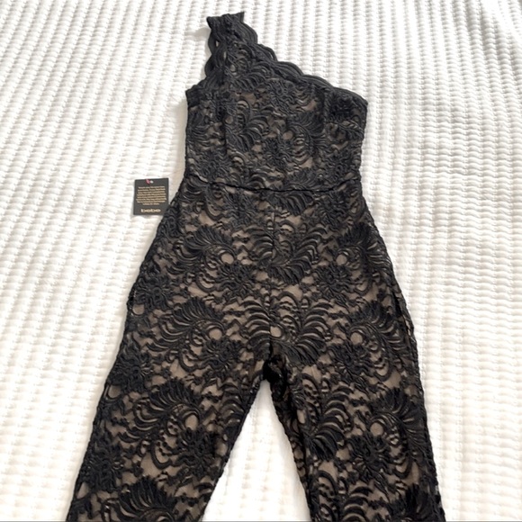 BEBE ONE SHOULDER LACE CATSUIT - Picture 1 of 4